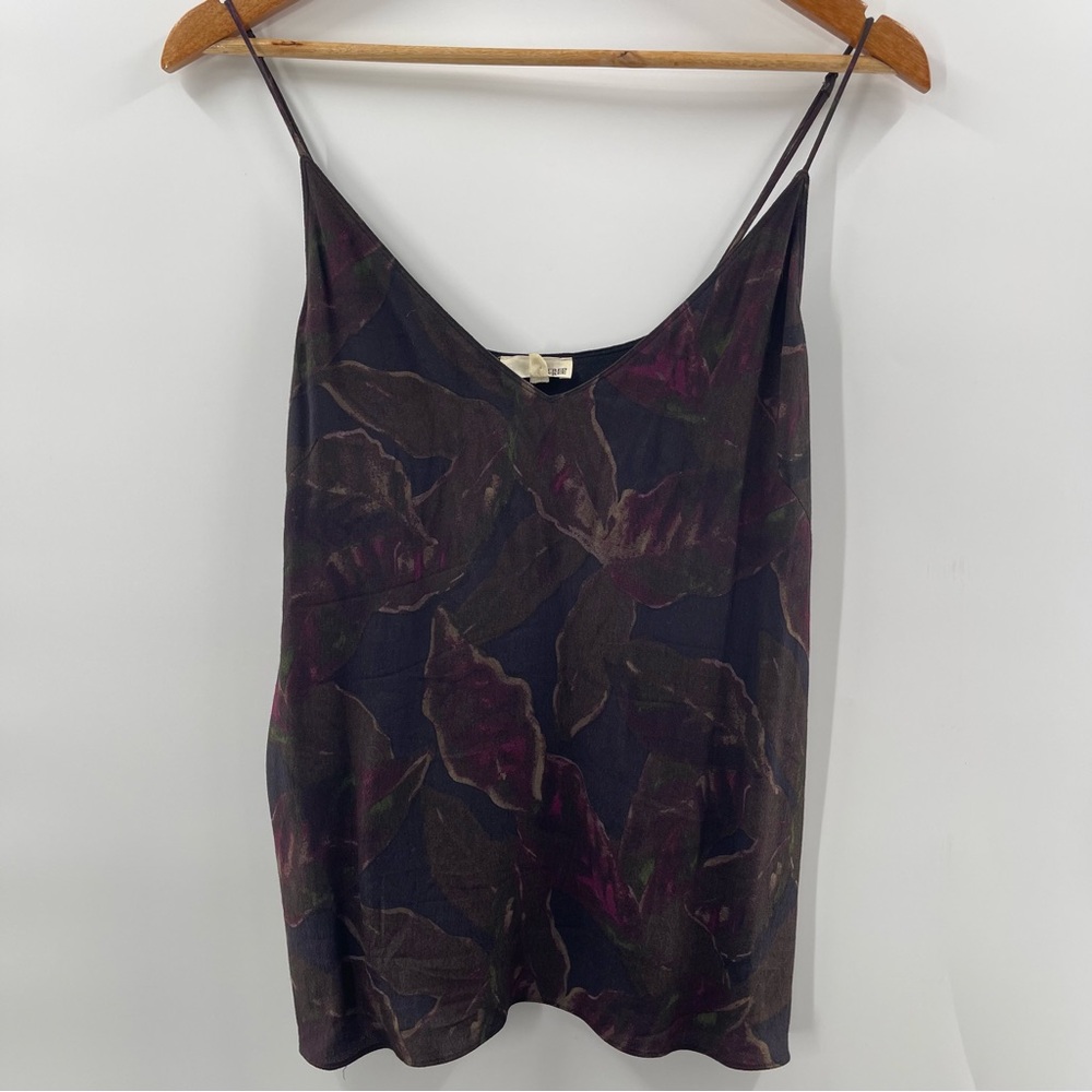 Wilfred Floral Silk Slip Tank - Dark Purple & Olive Green